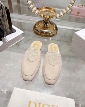 Dior Médaillon Mule Khaki Suede Goatskin