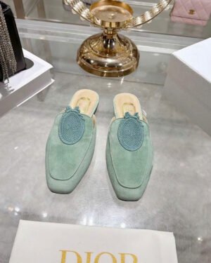 Dior Médaillon Mule Khaki Suede Goatskin