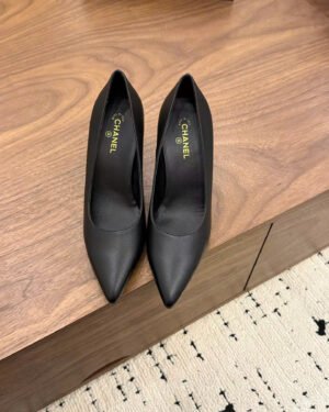 Chanel Leather Heeled Pumps Shoes 8.5cm