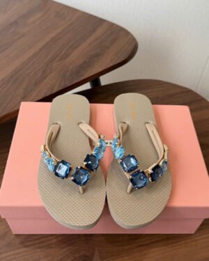 Miu Miu Rhinestone Flip Flop Women Sandals