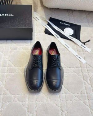 Chanel Lace-up Crocodile Embossed Patent Calfskin Shoes
