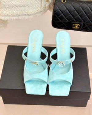 Chanel Mules Embossed Patent Calfskin & Metal