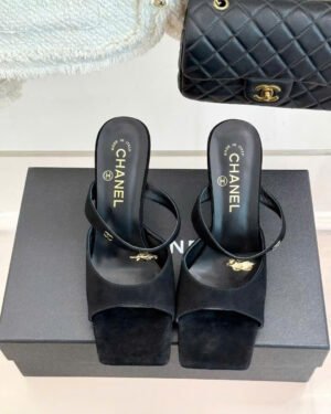 Chanel Mules Embossed Patent Calfskin & Metal