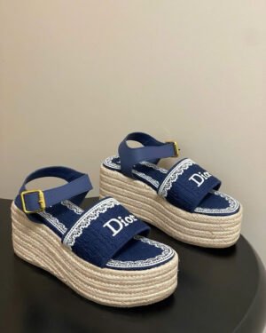 Dior Oblique Dentelle Wedge Sandal 8.5cm