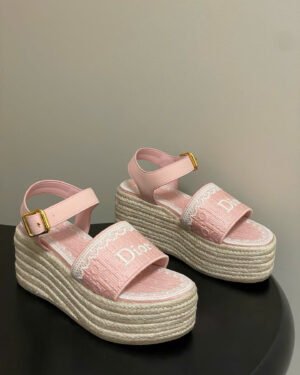 Dior Oblique Dentelle Wedge Sandal 8.5cm