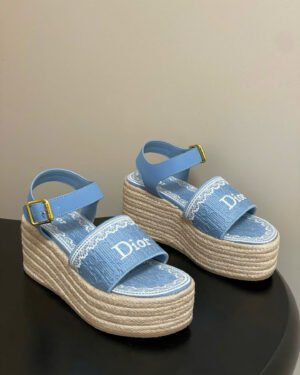 Dior Oblique Dentelle Wedge Sandal 8.5cm