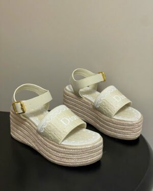 Dior Oblique Dentelle Wedge Sandal 8.5cm