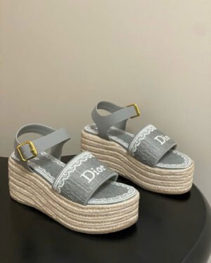 Dior Oblique Dentelle Wedge Sandal 8.5cm