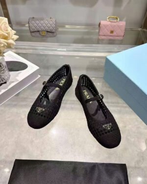 Prada Crochet Mary Jane Flats