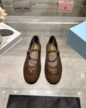 Prada Crochet Mary Jane Flats
