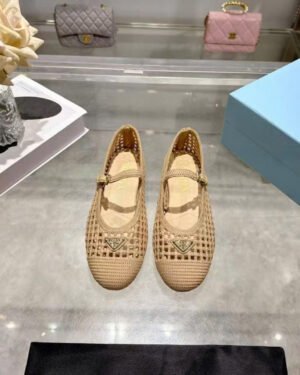 Prada Crochet Mary Jane Flats